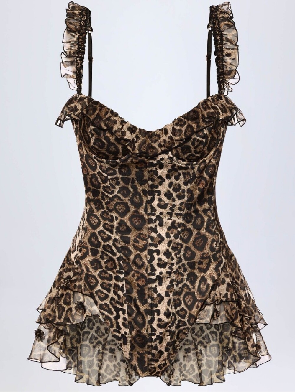 Oh Polly Caelie Ruffled Corset Romper in Leopard Festival Coachella Concert US 2 - Picture 4 of 15